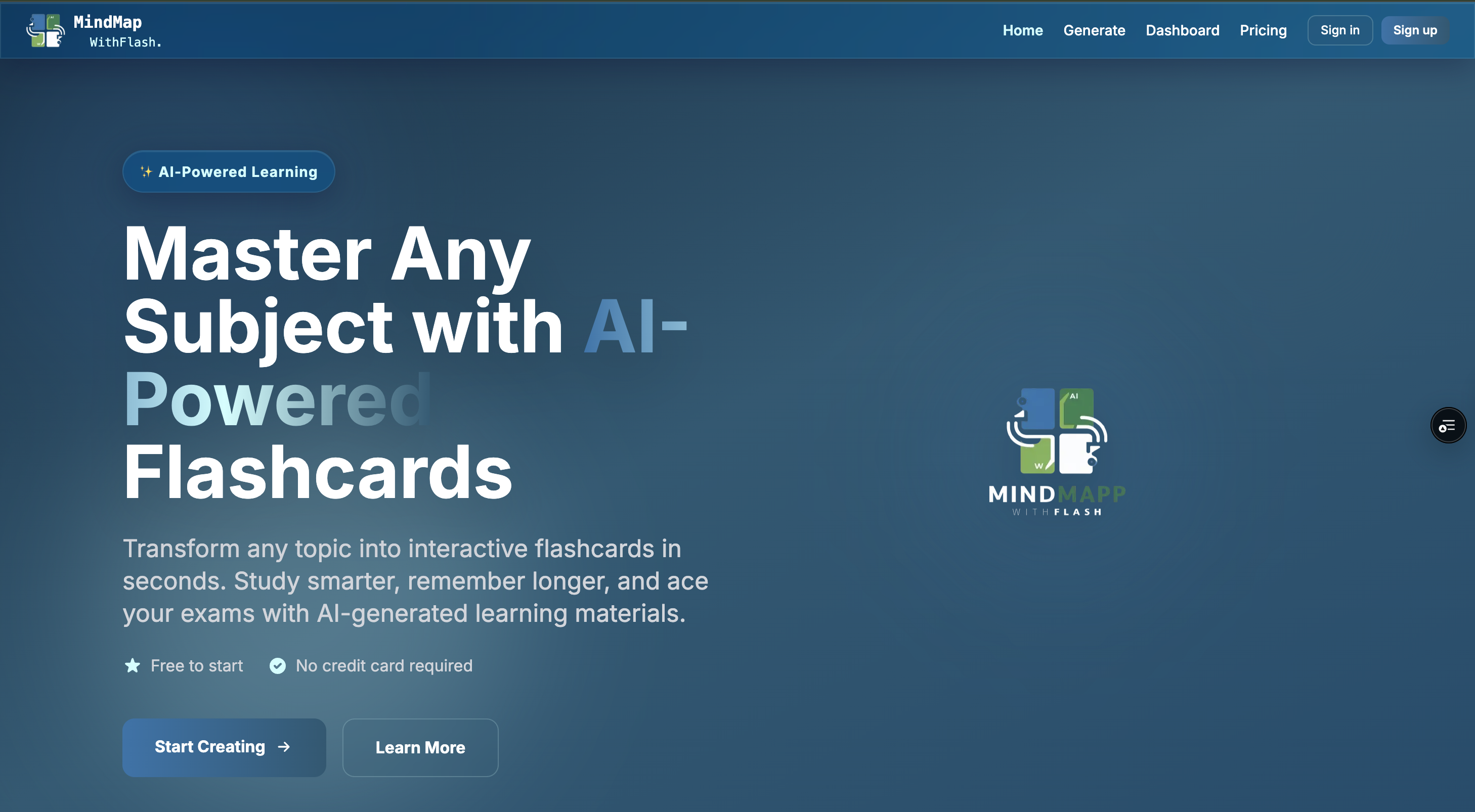 MindMapWithFlash AI Flashcard Generator